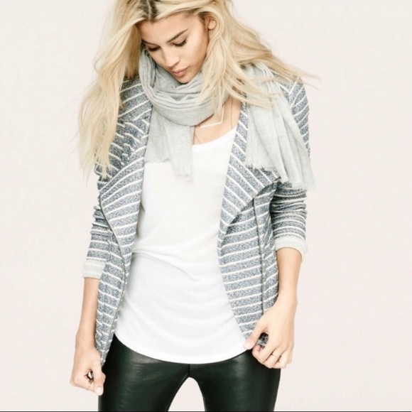 Lou & Grey Jackets & Blazers - LOU & GREY NAVY STRIPED MOTO JACKET 0003
